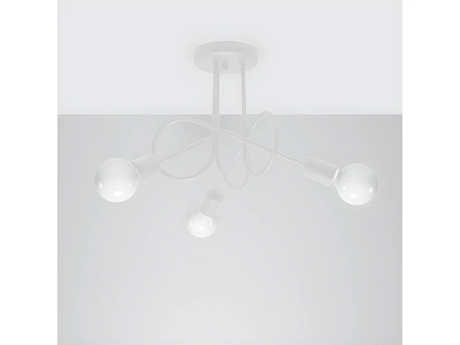 Plafonniers Supeł Industriel En Acier - 3 Sources Lumineuses - L.45 X H.35 Cm - Blanc