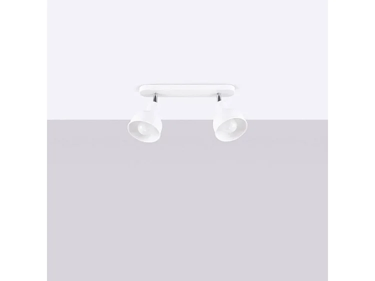 Plafonnier Elba Grenier En Acier - 2 Sources Lumineuses - L.47 X H.18,5 Cm - Blanc