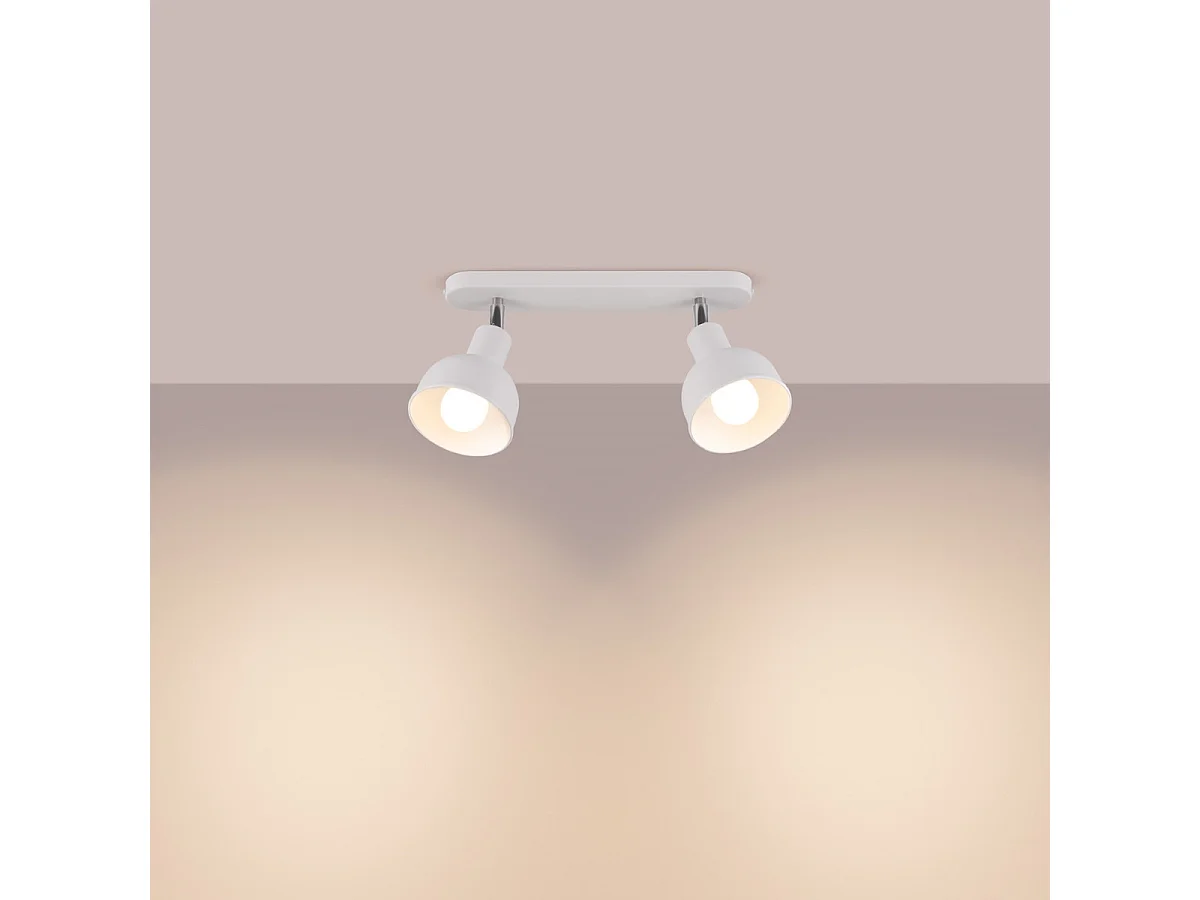 Plafonnier Elba Grenier En Acier - 2 Sources Lumineuses - L.47 X H.18,5 Cm - Blanc