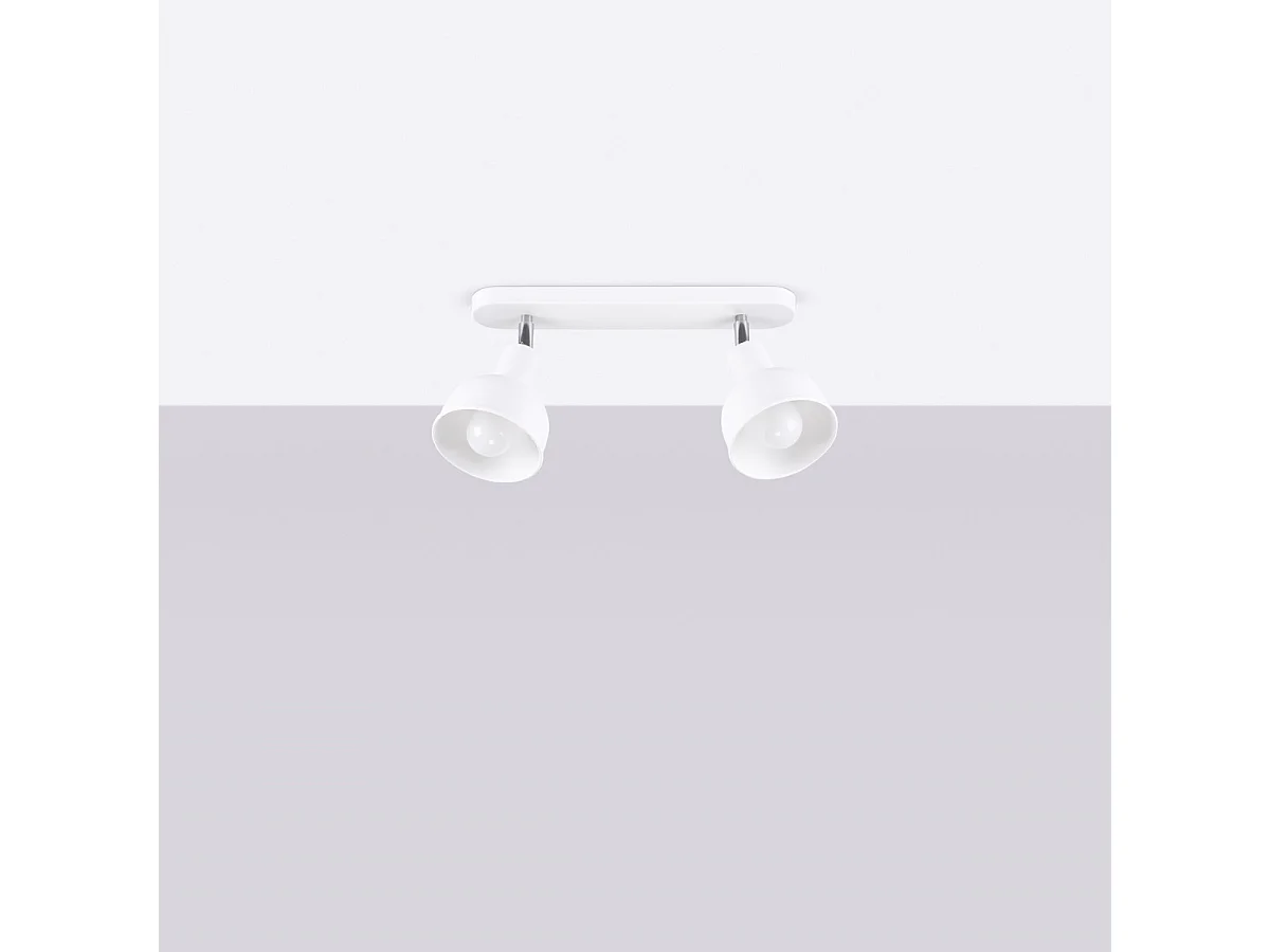 Plafonnier Elba Grenier En Acier - 2 Sources Lumineuses - L.47 X H.18,5 Cm - Blanc