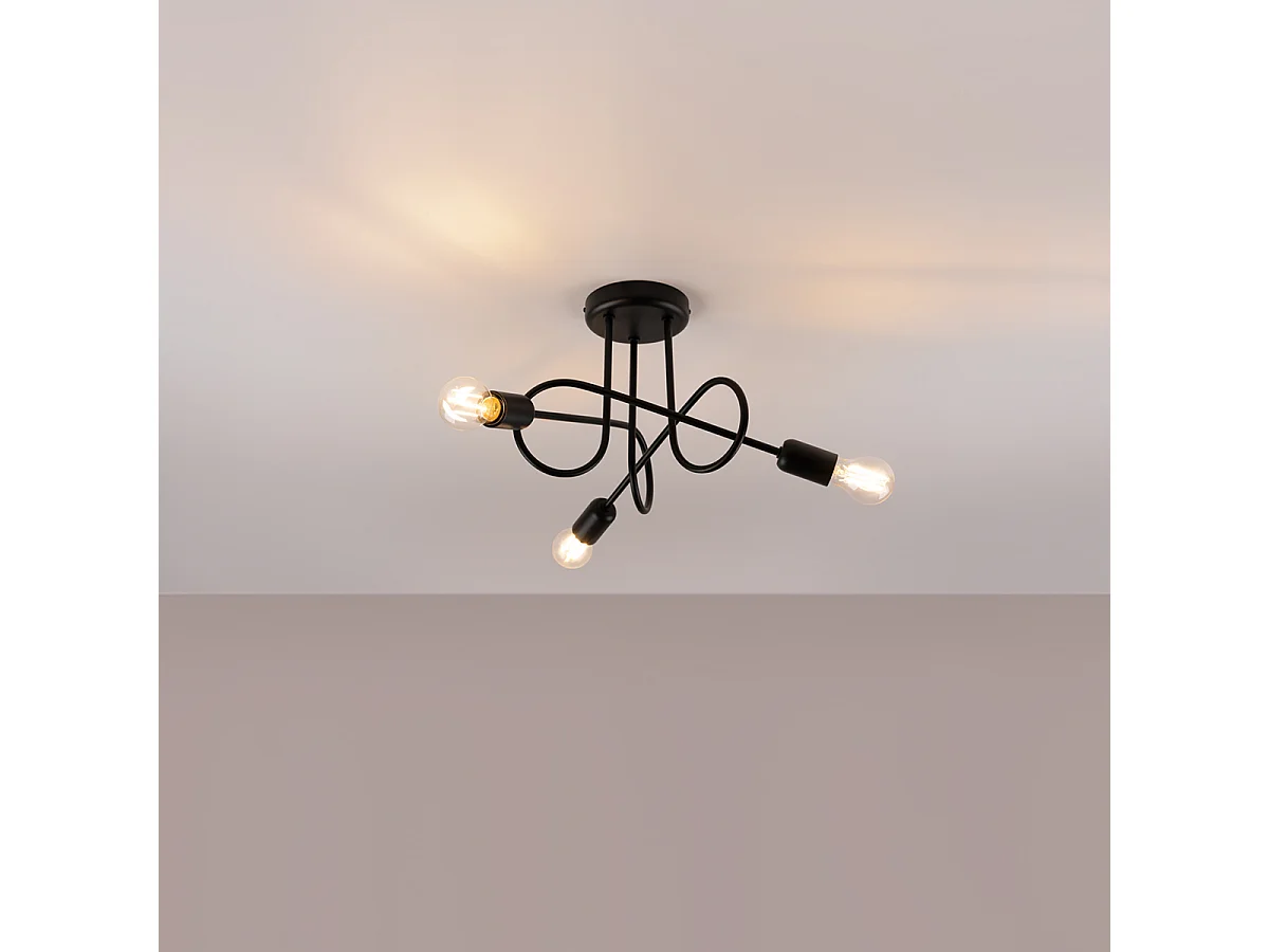 Plafonniers Supeł Industriel En Acier - 3 Sources Lumineuses - L.45 X H.35 Cm - Noir