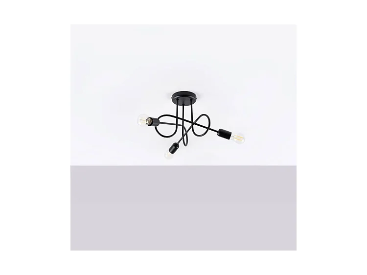 Plafonniers Supeł Industriel En Acier - 3 Sources Lumineuses - L.45 X H.35 Cm - Noir