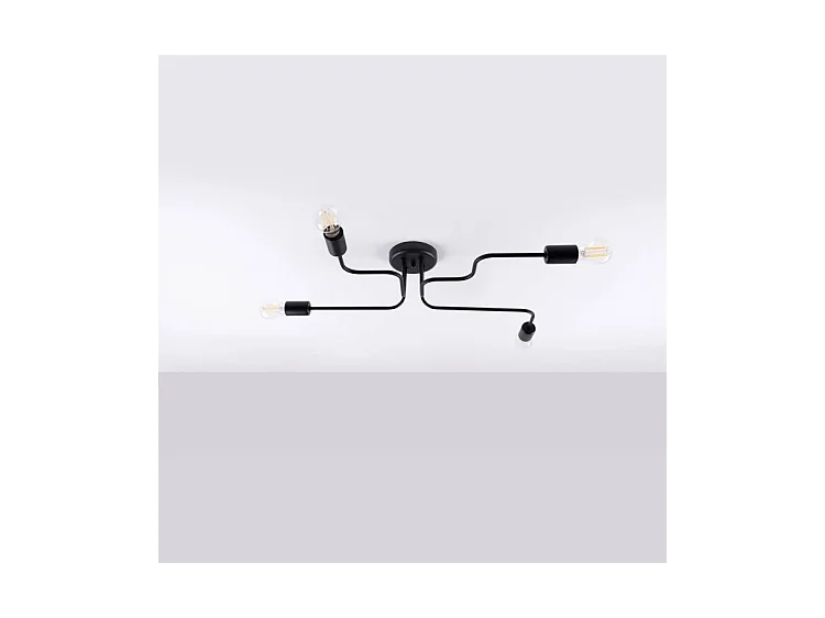 Deckenlampen Vector Industriell Aus  Stahl - 4 Lichtquellen - L.78 X H. Cm - Schwarz