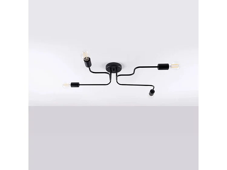 Plafonniers Vector Industriel En Acier - 4 Sources Lumineuses - L.78 X H.15,5 Cm - Noir