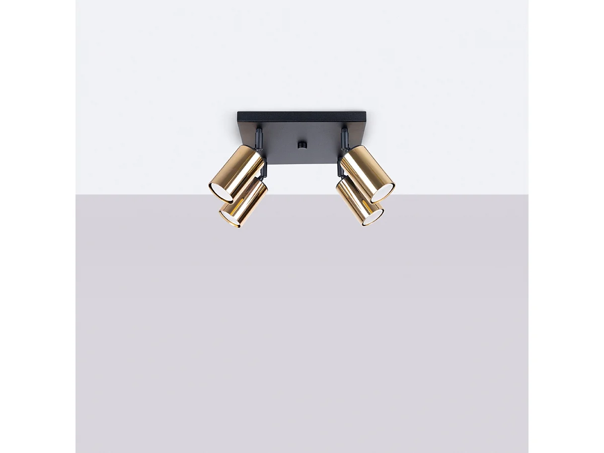 Lampade Da Soffitto Winx Moderno Di Acciaio - 4 Sorgenti Luminose - L.25 X A.19 Cm - Oro Nero