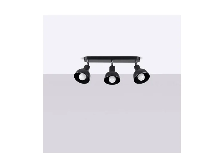 Plafonniers Elba Grenier En Acier - 3 Sources Lumineuses - L.59 X H.18,5 Cm - Noir