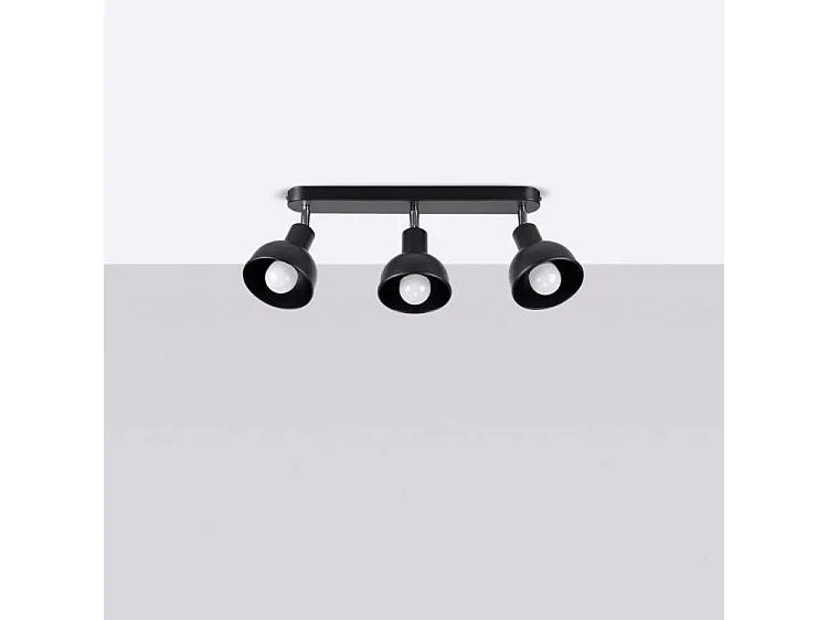 Plafonnier Elba Grenier En Acier - 3 Sources Lumineuses - L.59 X H.18,5 Cm - Noir