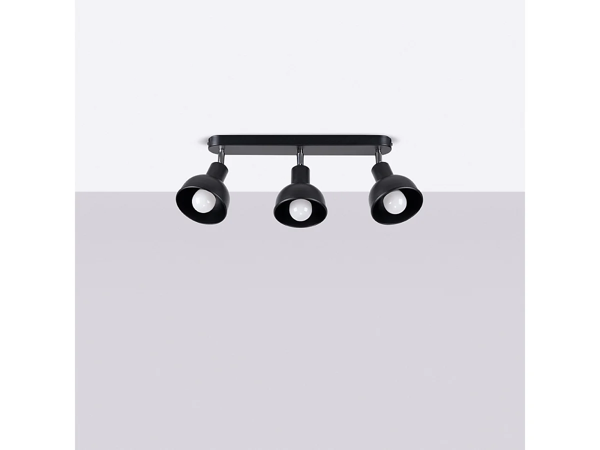 Plafonnier Elba Grenier En Acier - 3 Sources Lumineuses - L.59 X H.18,5 Cm - Noir