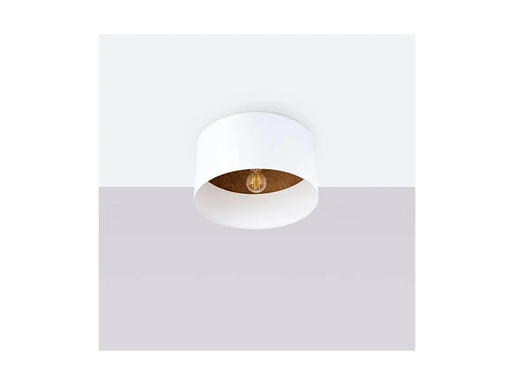 Plafonniers Telesto Scandinave En Tissu/Bois/Acier - 1 Sources Lumineuses - L.35 X H.20 Cm - Blanc/Marron Foncé