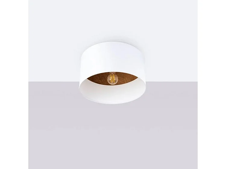 Plafonniers Telesto Scandinave En Tissu/Bois/Acier - 1 Sources Lumineuses - L.35 X H.20 Cm - Blanc/Marron Foncé