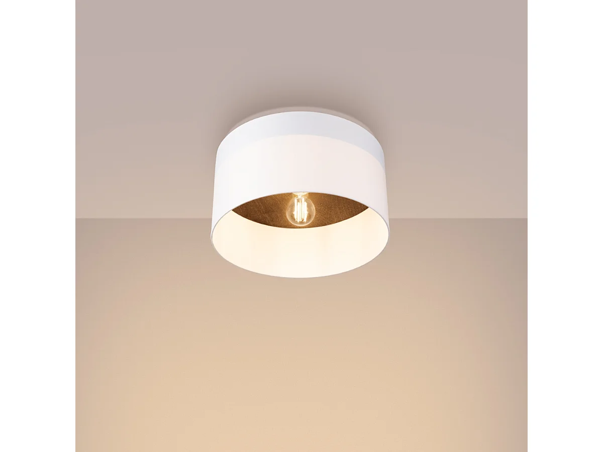 Plafonniers Telesto Scandinave En Tissu/Bois/Acier - 1 Sources Lumineuses - L.35 X H.20 Cm - Blanc/Marron Foncé