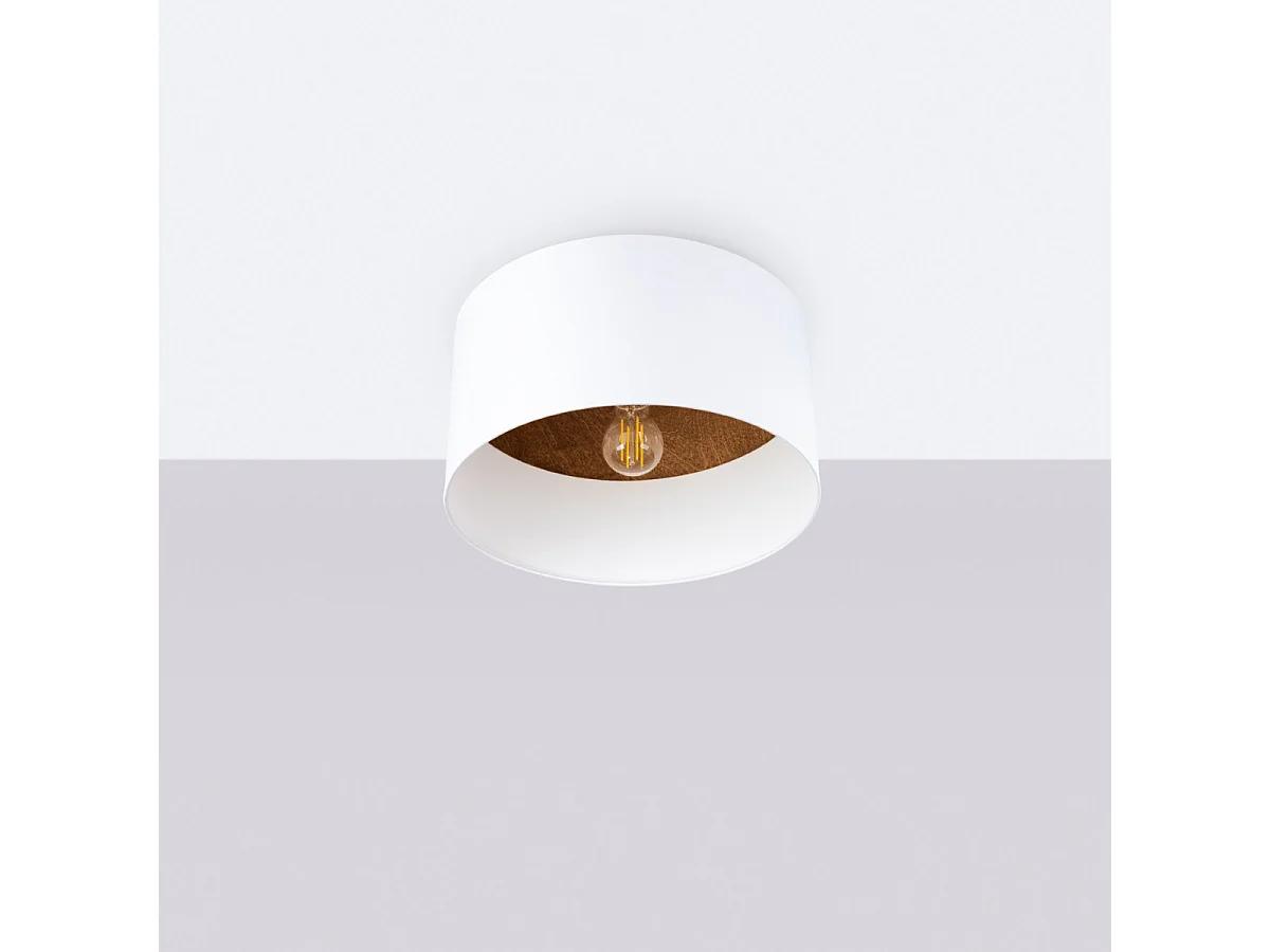 Plafondlamp TELESTO Scandinavisch van  - 1 lichtbronnen - L.35 x H.20 cm - wit/donkerbruin