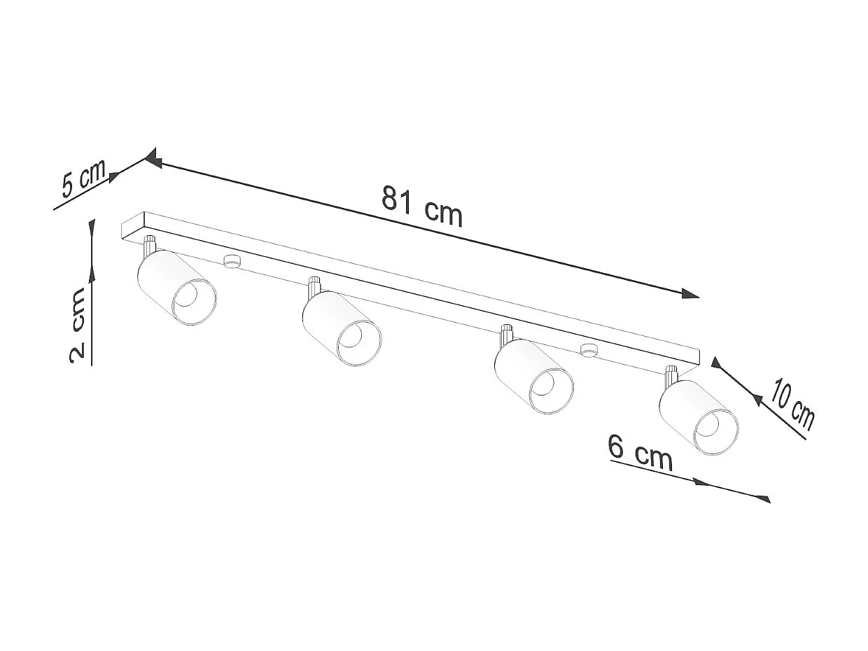 Deckenlampen Winx Modern Aus  Stahl - 4 Lichtquellen - L.82 X H. Cm - Schwarzes Gold
