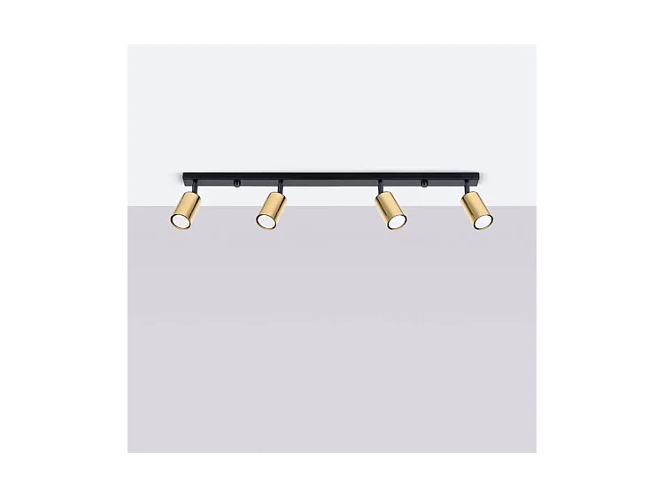 Plafonniers Winx Moderne En Acier - 4 Sources Lumineuses - L.82 X H.18,5 Cm - Or Noir