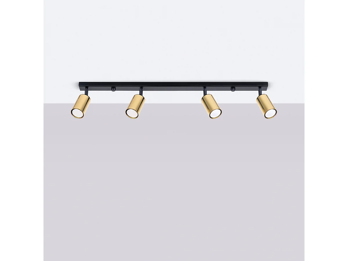 Lampade Da Soffitto Winx Moderno Di Acciaio - 4 Sorgenti Luminose - L.82 X A.18,5 Cm - Oro Nero