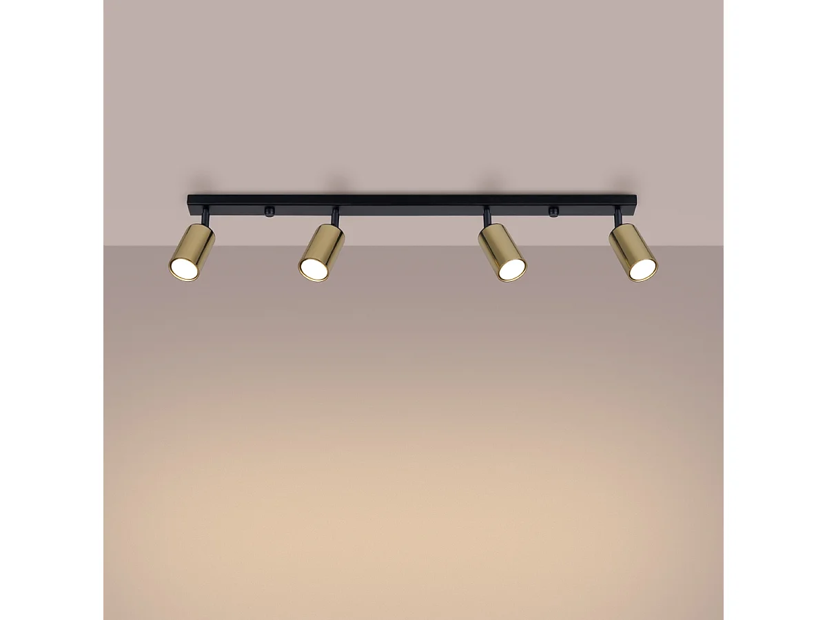 Lampade Da Soffitto Winx Moderno Di Acciaio - 4 Sorgenti Luminose - L.82 X A.18,5 Cm - Oro Nero