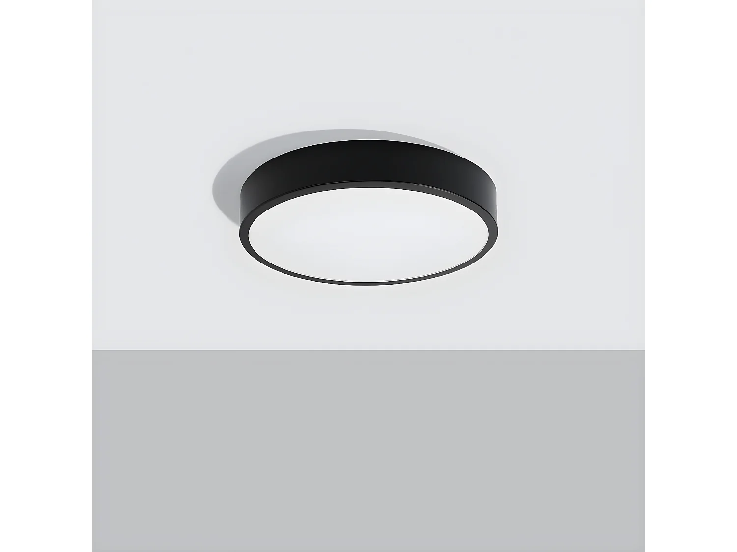 Plafony Minimalistyczny Onyx, Aluminium - 1 Źródło - L.40 X H.6 Cm - Czarny