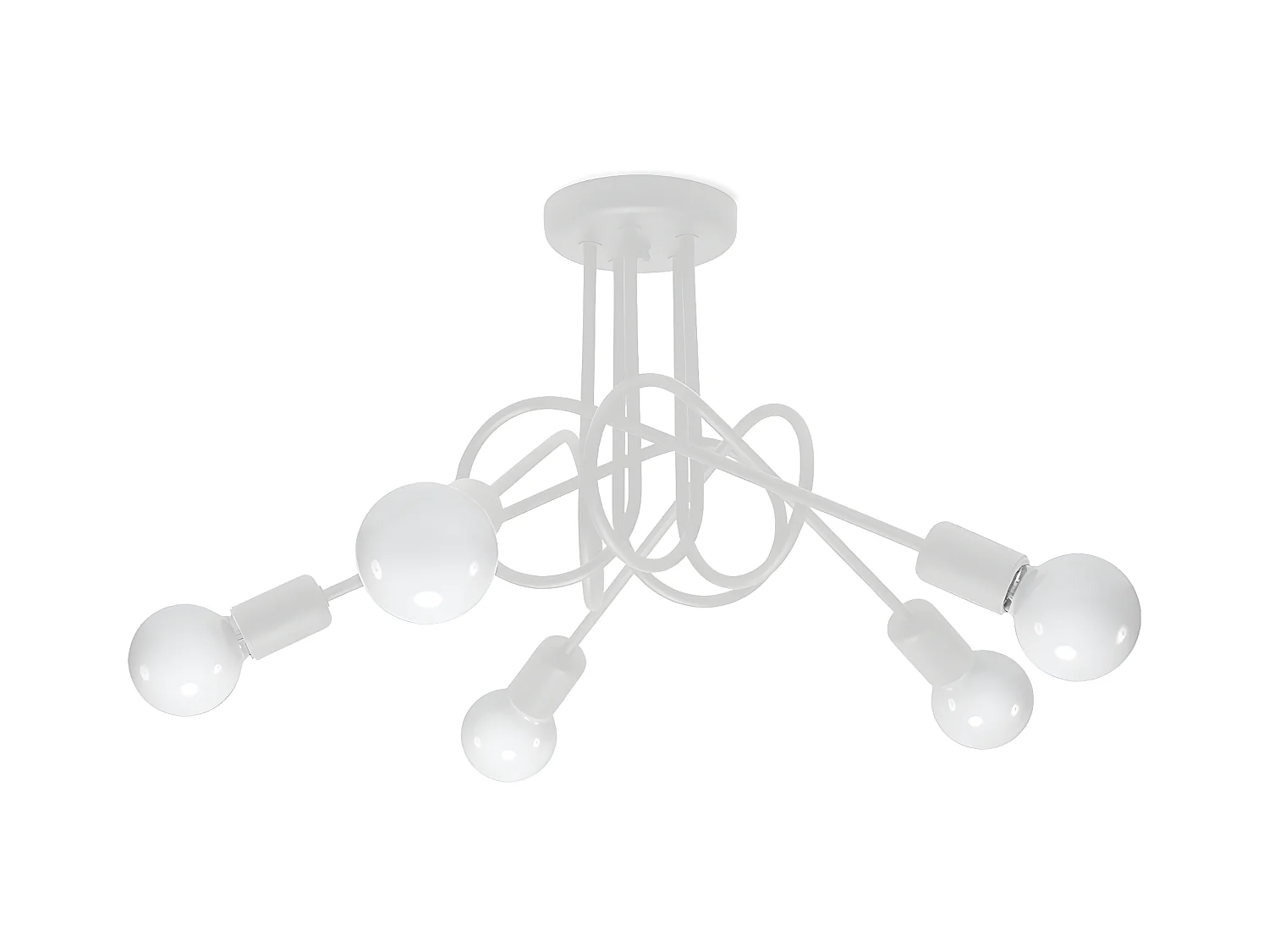 Plafonniers Supeł Industriel En Acier - 5 Sources Lumineuses - L.55 X H.35 Cm - Blanc