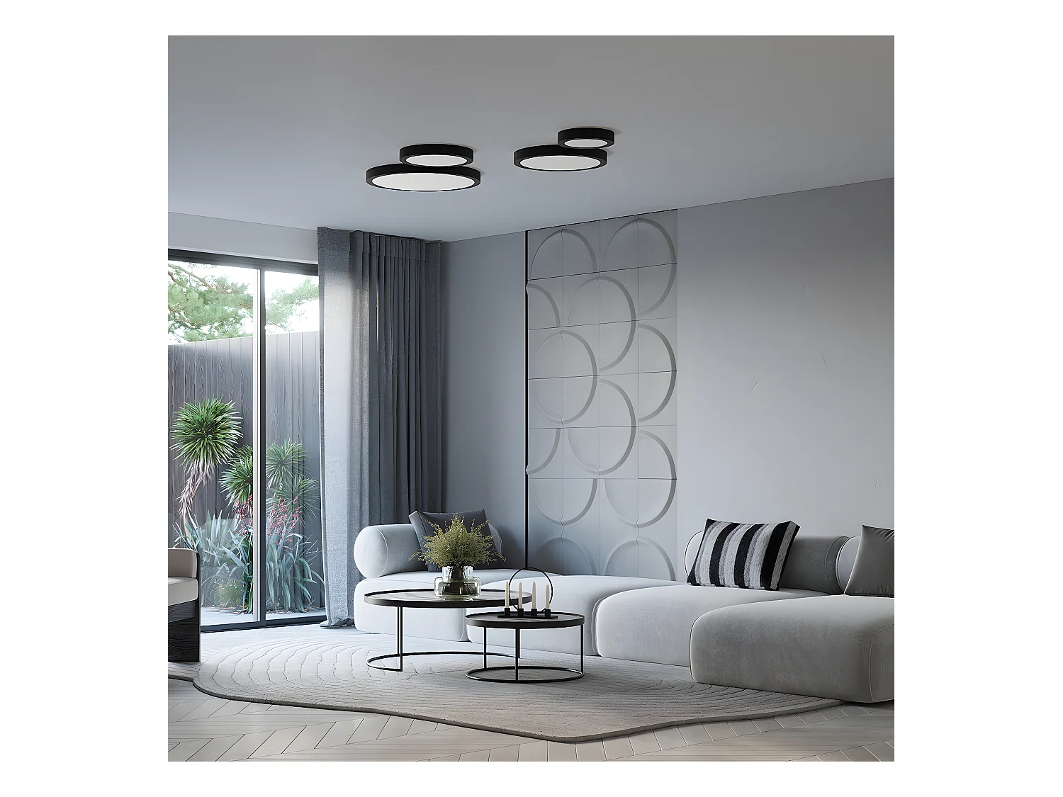 Plafonniers Onyx Minimaliste En Aluminium - 1 Sources Lumineuses - L.50 X H.6 Cm - Blanc