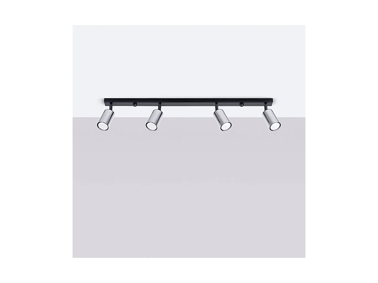 Plafonniers Winx Moderne En Acier - 4 Sources Lumineuses - L.82 X H.18,5 Cm - Noir/Chromé