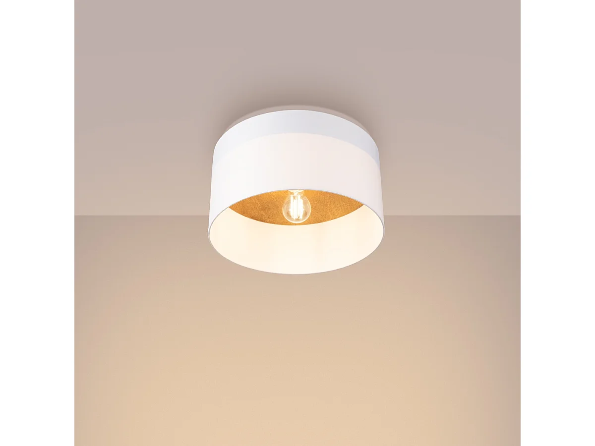 Plafonniers Telesto Scandinave En Tissu/Bois/Acier - 1 Sources Lumineuses - L.35 X H.20 Cm - Blanc/Marron Clair
