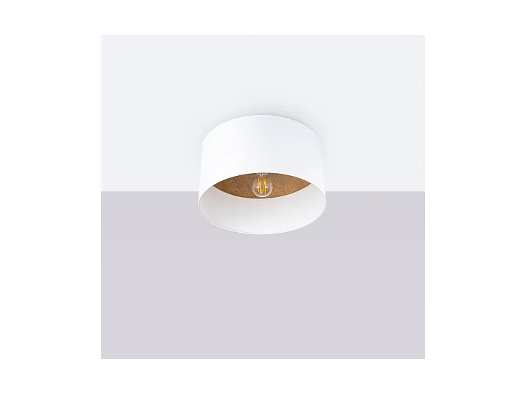 Plafonniers Telesto Scandinave En Tissu/Bois/Acier - 1 Sources Lumineuses - L.35 X H.20 Cm - Blanc/Marron Clair