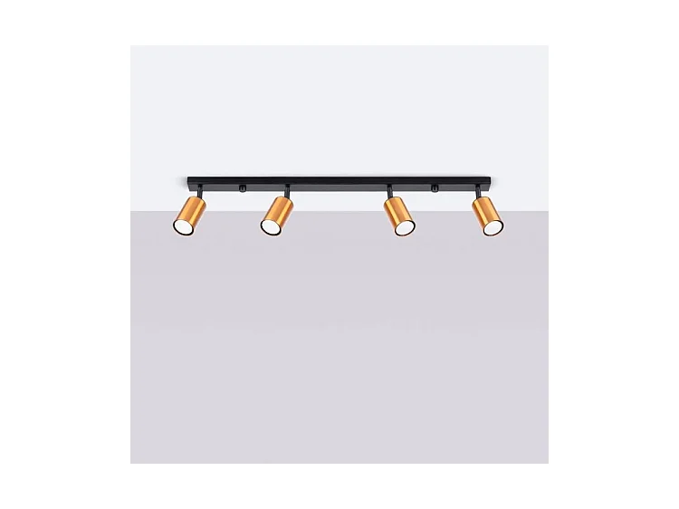 Plafonniers Winx Moderne En Acier - 4 Sources Lumineuses - L.82 X H.18,5 Cm - Noir/Cuivre