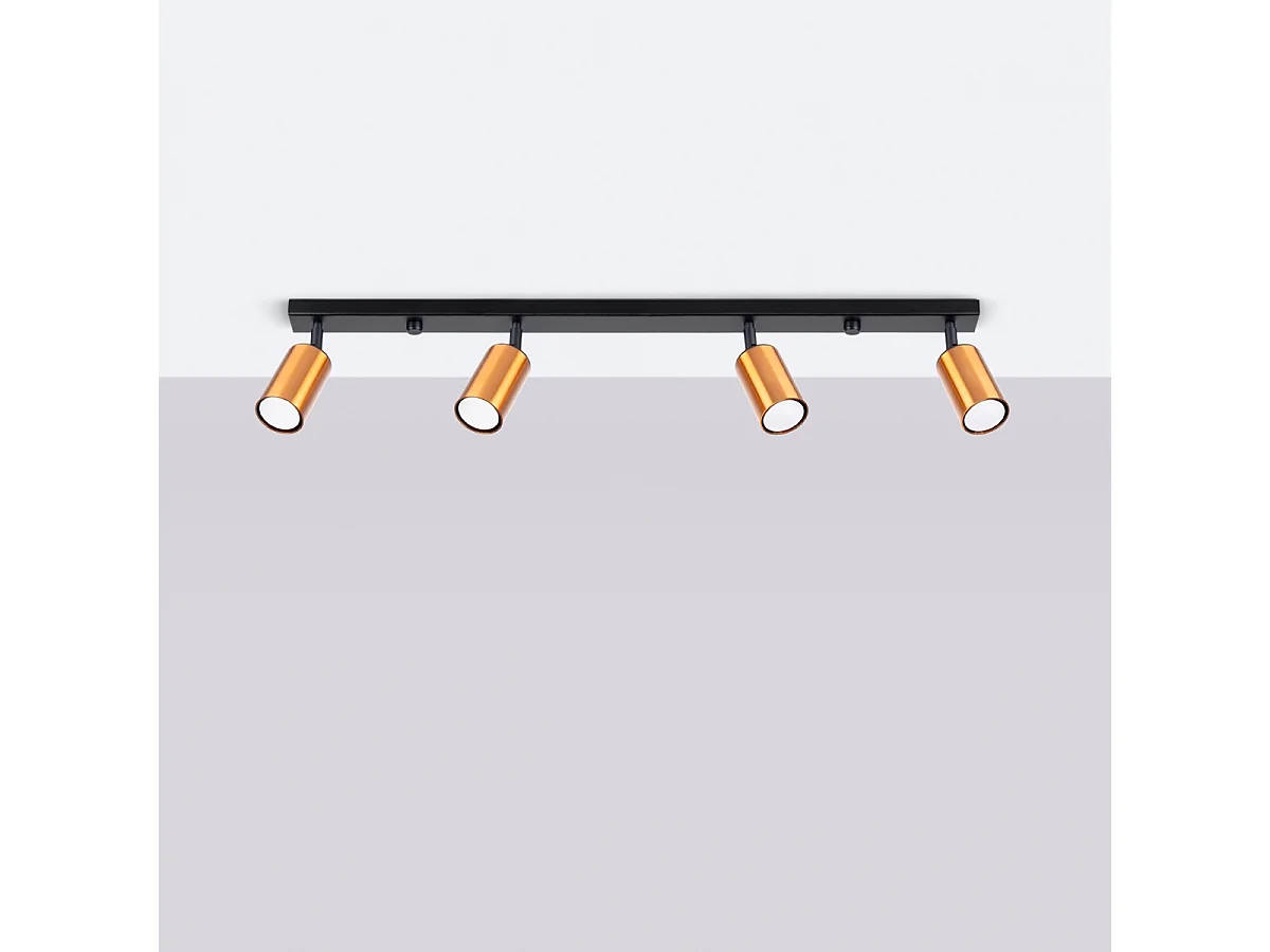 Deckenlampen Winx Modern Aus  Stahl - 4 Lichtquellen - L.82 X H. Cm - Schwarz/Kupfer