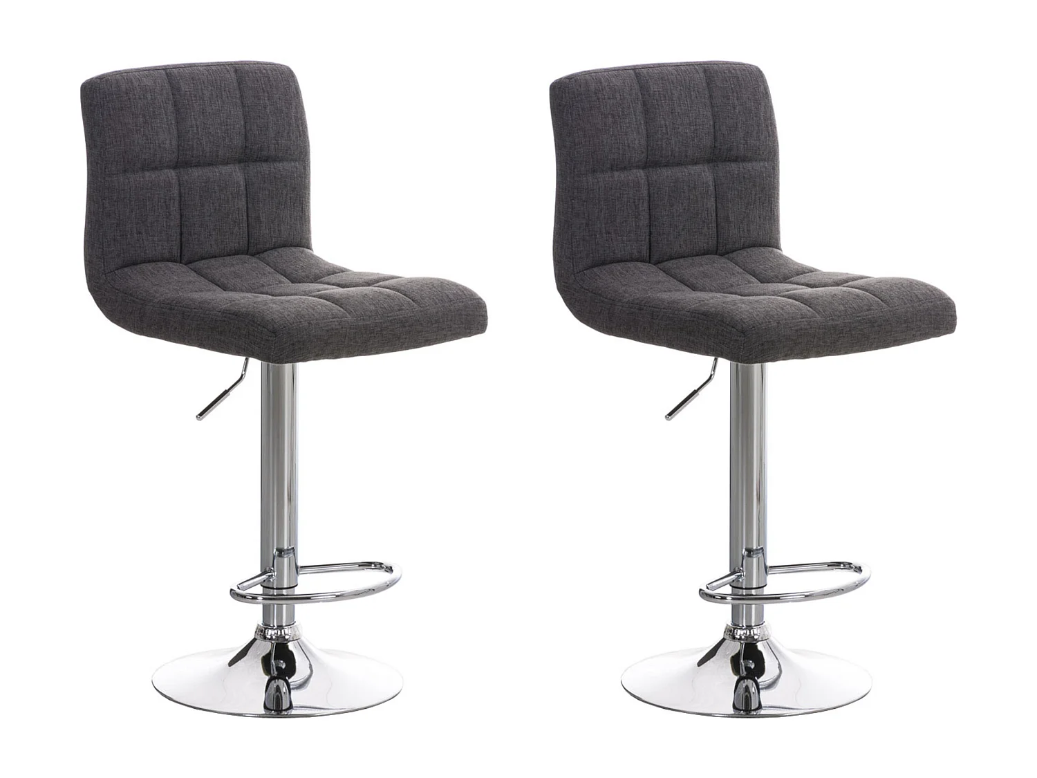 Lot de 2  Tabouret de bar - Tissu - Gris clair - Peru