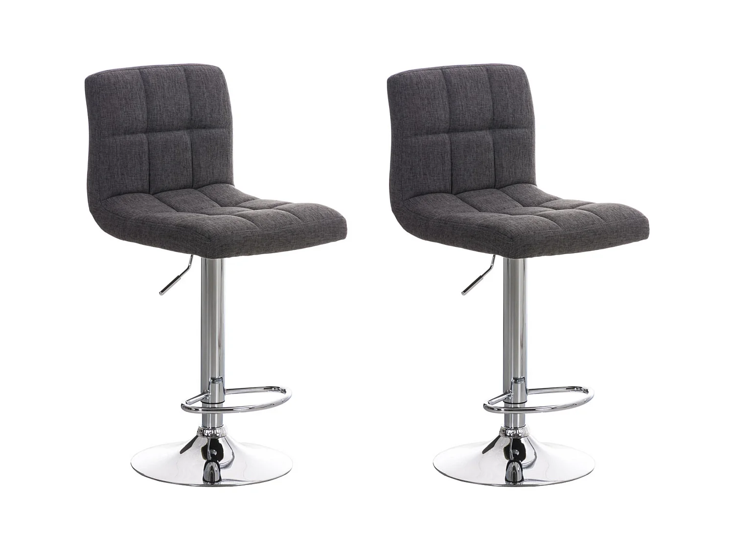 Lot de 2  Tabouret de bar - Tissu - Gris clair - Peru