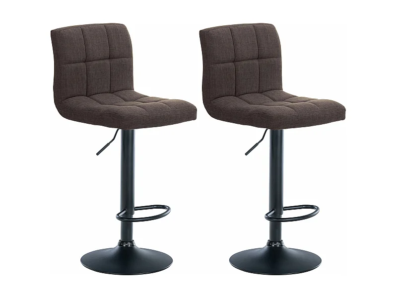 Lot de 2  Tabouret de bar - Tissu & Métal noir mat - Marron - Calma