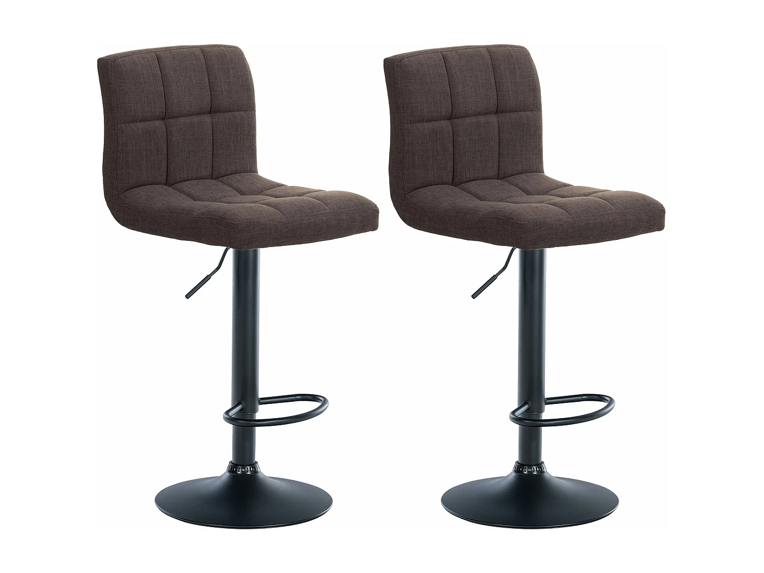 Lot de 2  Tabouret de bar - Tissu & Métal noir mat - Marron - Calma