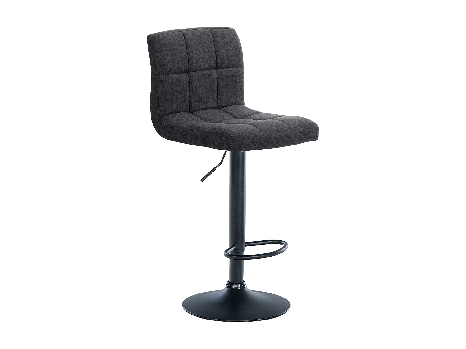 Lot de 2  Tabouret de bar - Tissu & Métal noir mat - Gris foncé - Calma