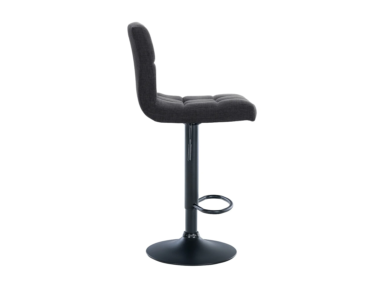 Lot de 2  Tabouret de bar - Tissu & Métal noir mat - Gris foncé - Calma