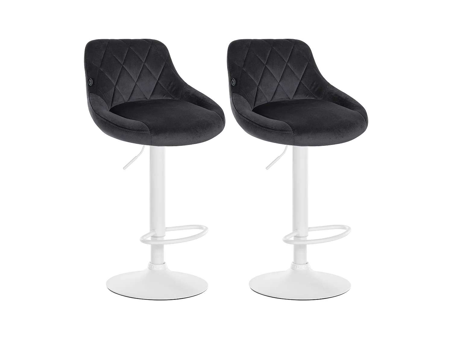 Lot de 2  Tabouret de bar - Velours & Métal - Gris foncé - Lazio