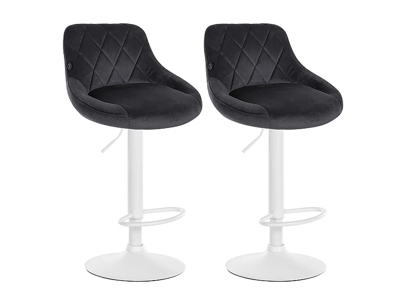 Lot de 2  Tabouret de bar - Velours & Métal - Gris foncé - Lazio
