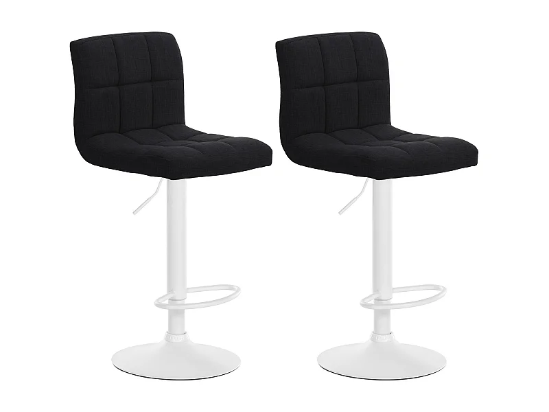 Lot de 2  Tabouret de bar - Tissu & Métal blanc mat - Noir - Calma