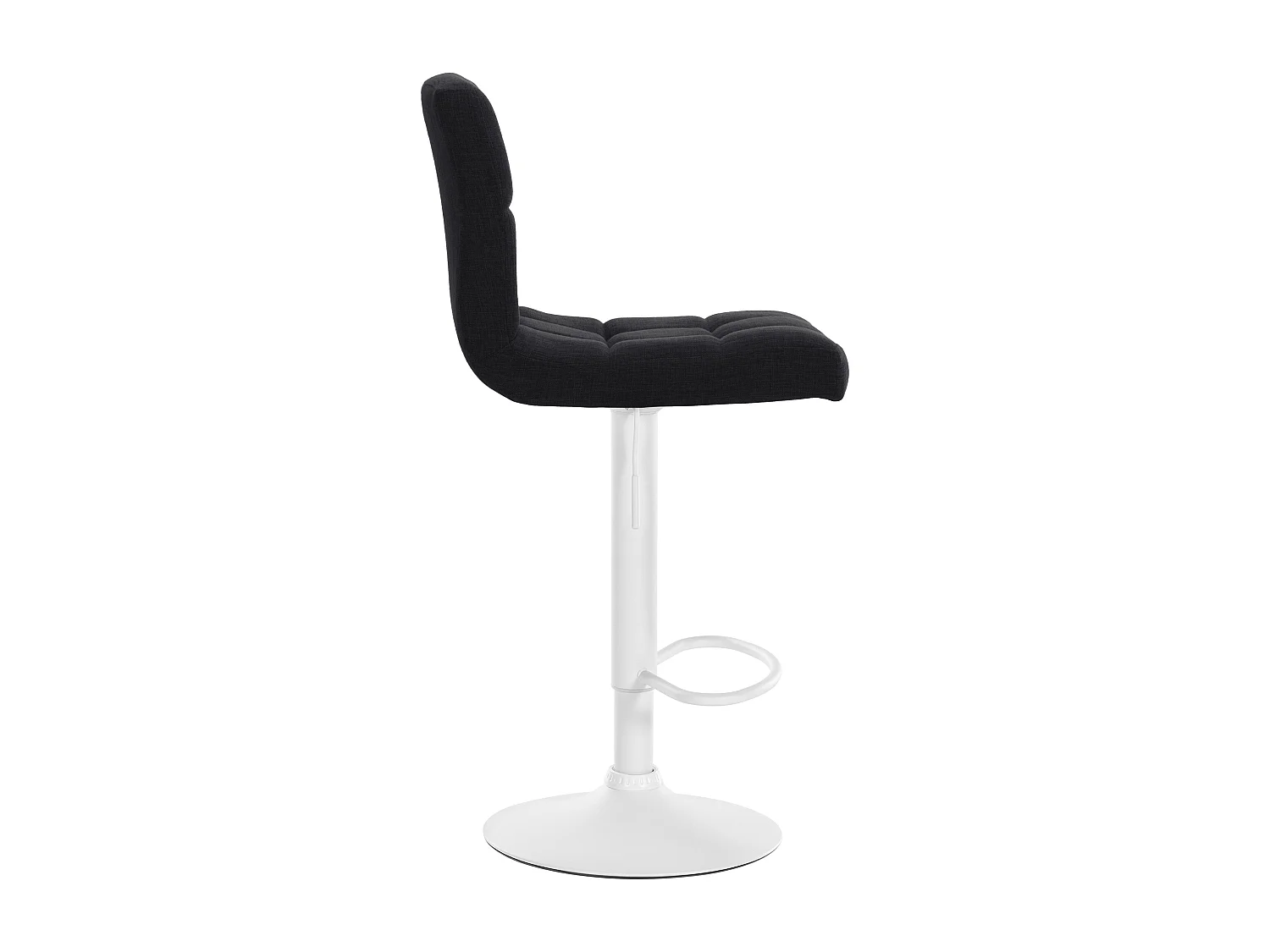 Lot de 2  Tabouret de bar - Tissu & Métal blanc mat - Noir - Calma