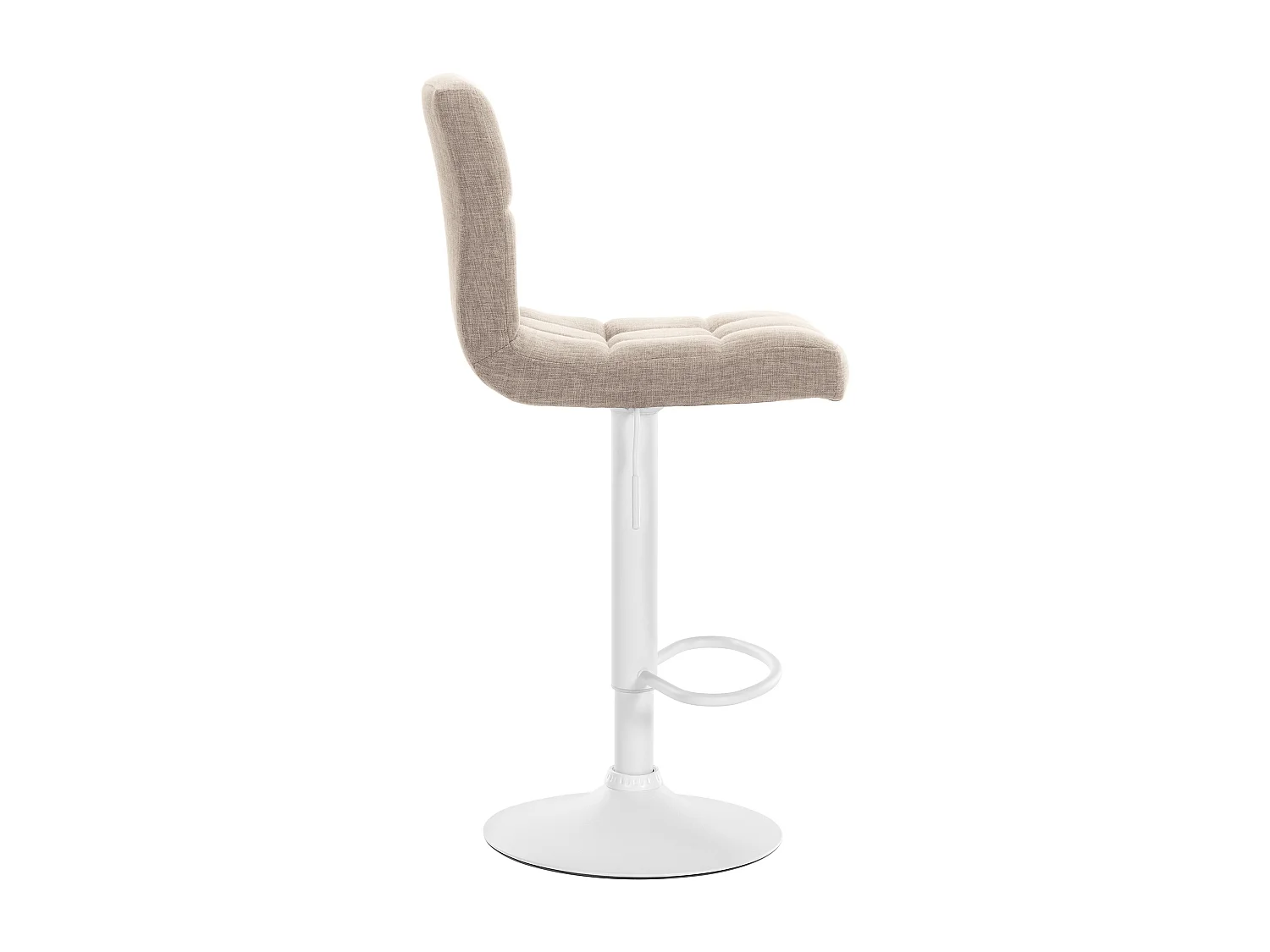 Lot de 2  Tabouret de bar - Tissu & Métal blanc mat - Crème - Calma