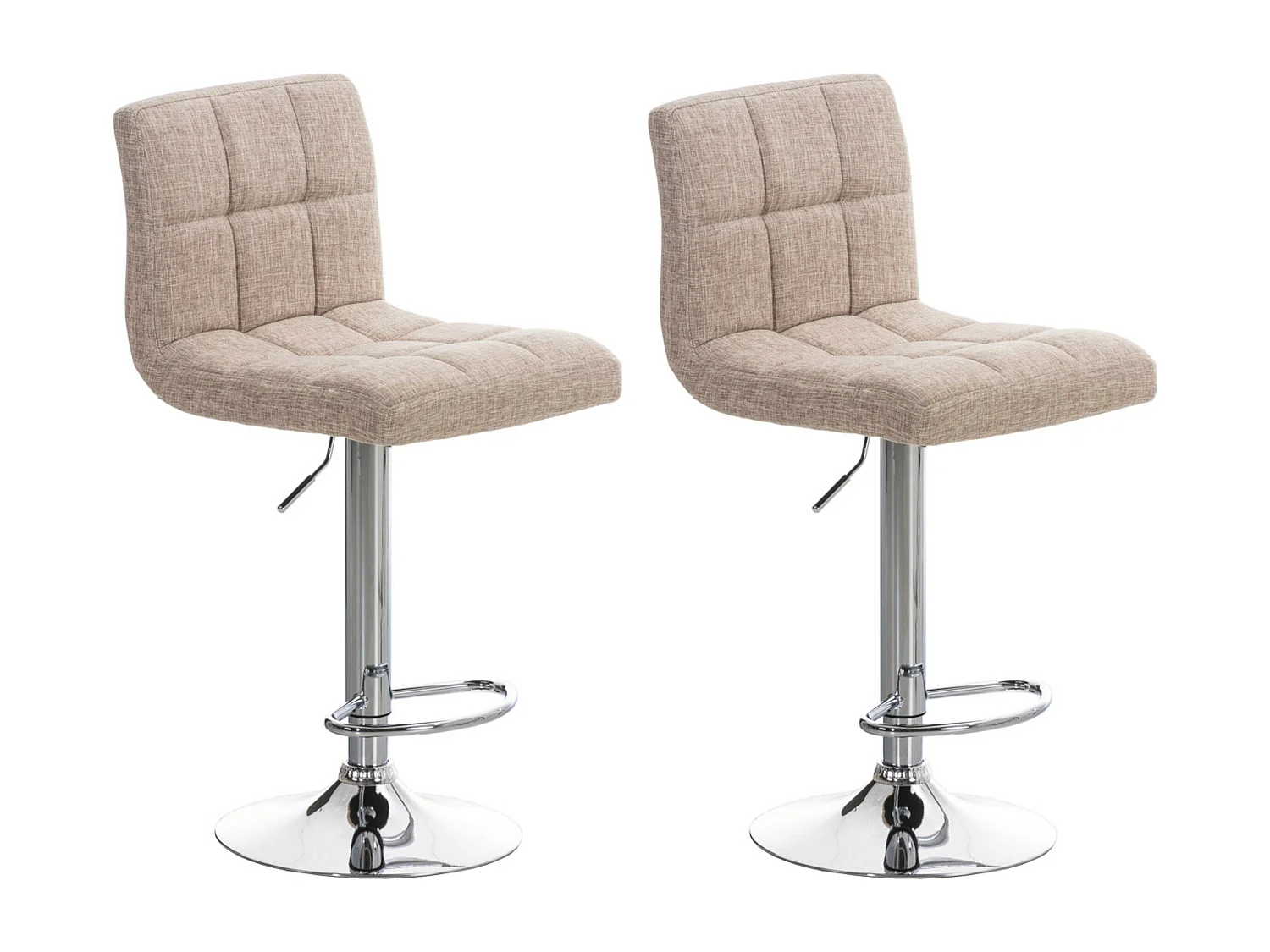 Lot de 2  Tabouret de bar - Tissu - Crème - Peru