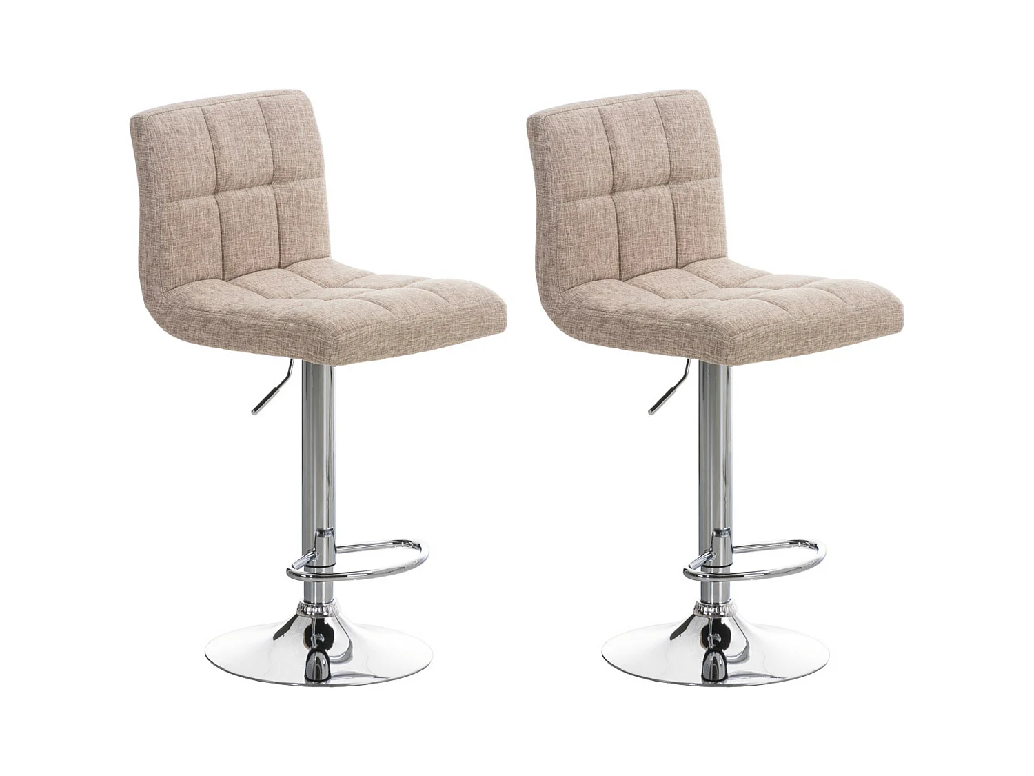Lot de 2  Tabouret de bar - Tissu - Crème - Peru
