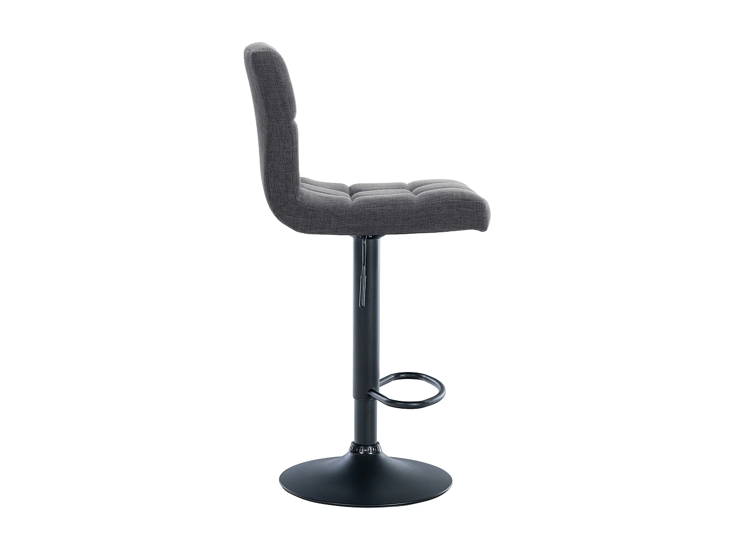 Lot de 2  Tabouret de bar - Tissu & Métal noir mat - Gris clair - Calma
