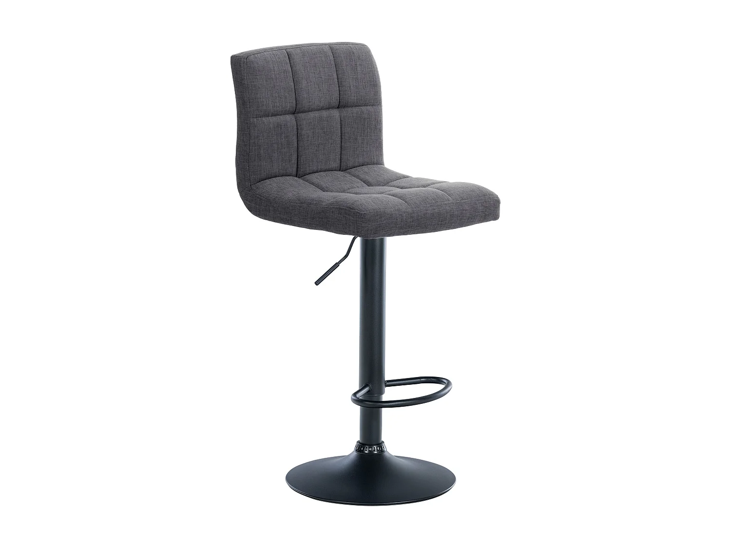Lot de 2  Tabouret de bar - Tissu & Métal noir mat - Gris clair - Calma