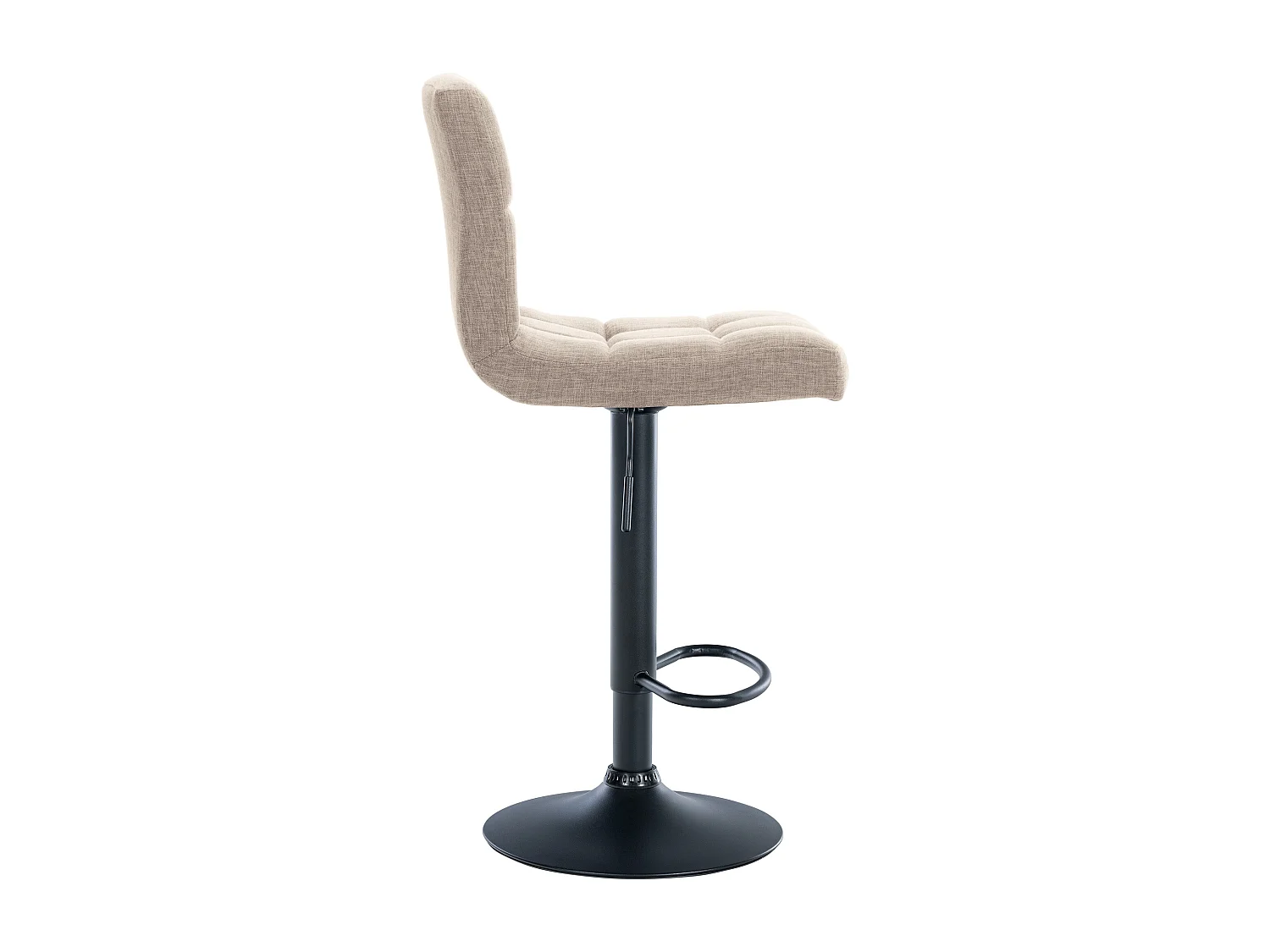 Lot de 2  Tabouret de bar - Tissu & Métal noir mat - Crème - Calma