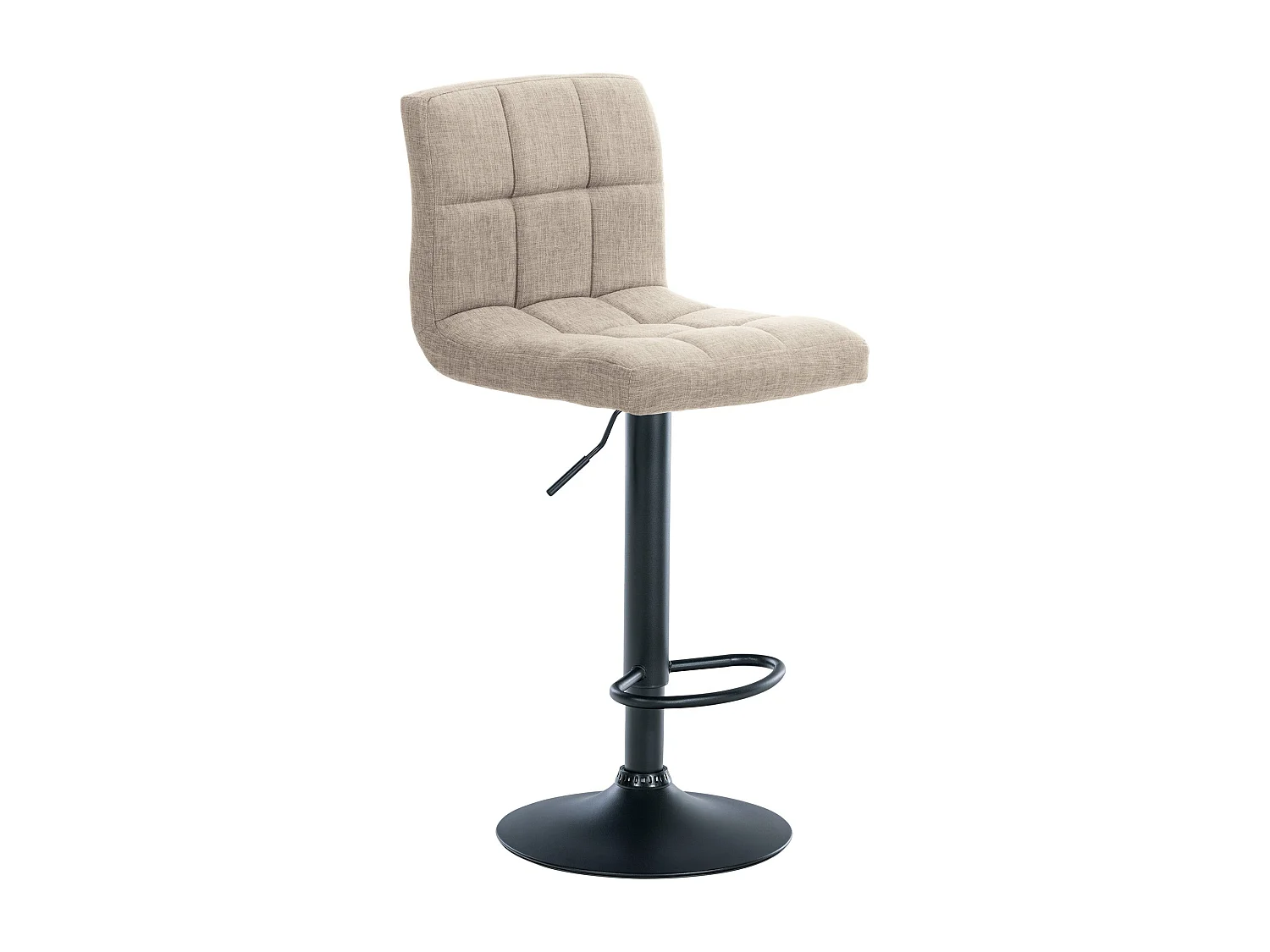 Lot de 2  Tabouret de bar - Tissu & Métal noir mat - Crème - Calma