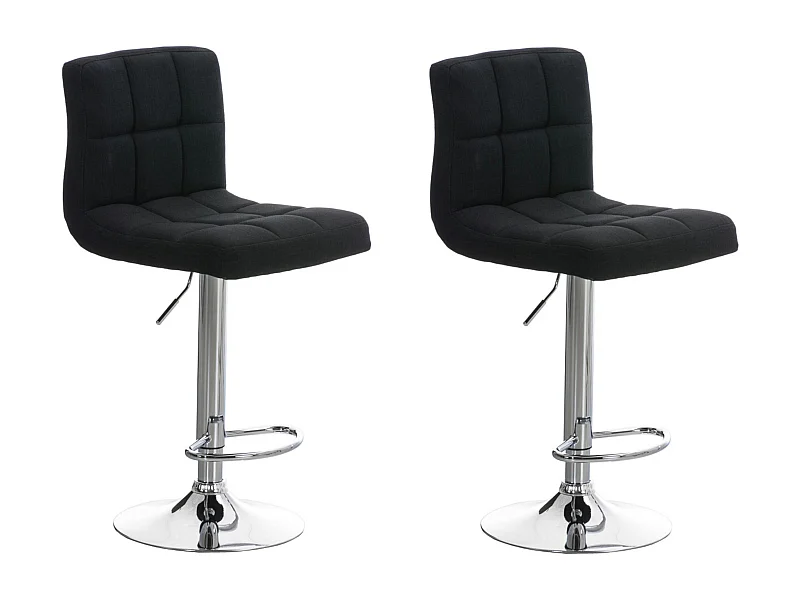 Lot de 2  Tabouret de bar - Tissu - Noir - Peru