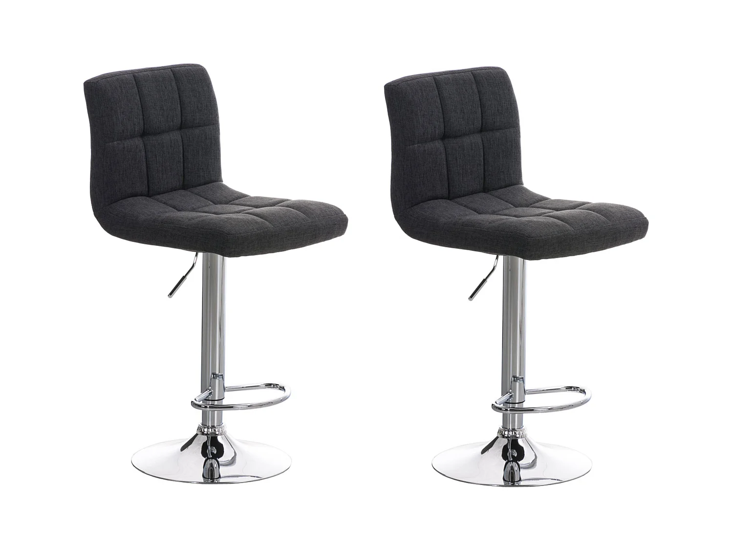 Lot de 2  Tabouret de bar - Tissu - Gris foncé - Peru