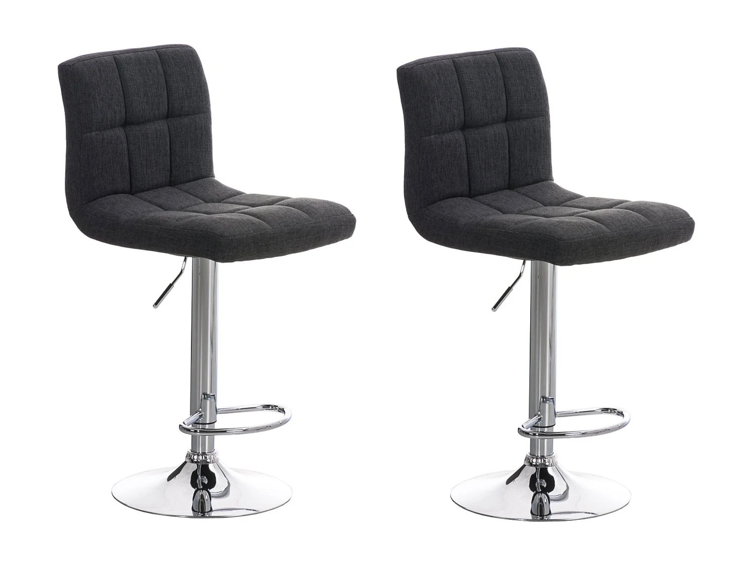 Lot de 2  Tabouret de bar - Tissu - Gris foncé - Peru