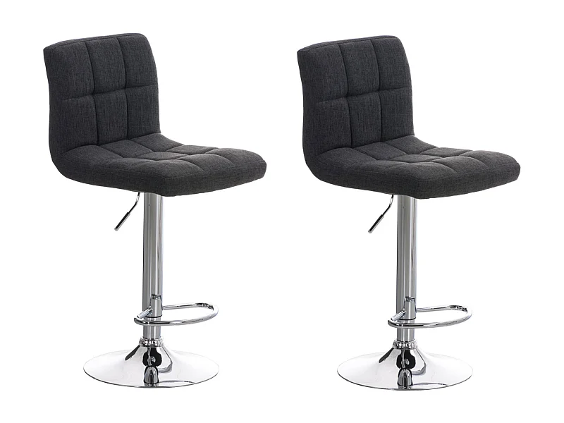 Lot de 2  Tabouret de bar - Tissu - Gris foncé - Peru