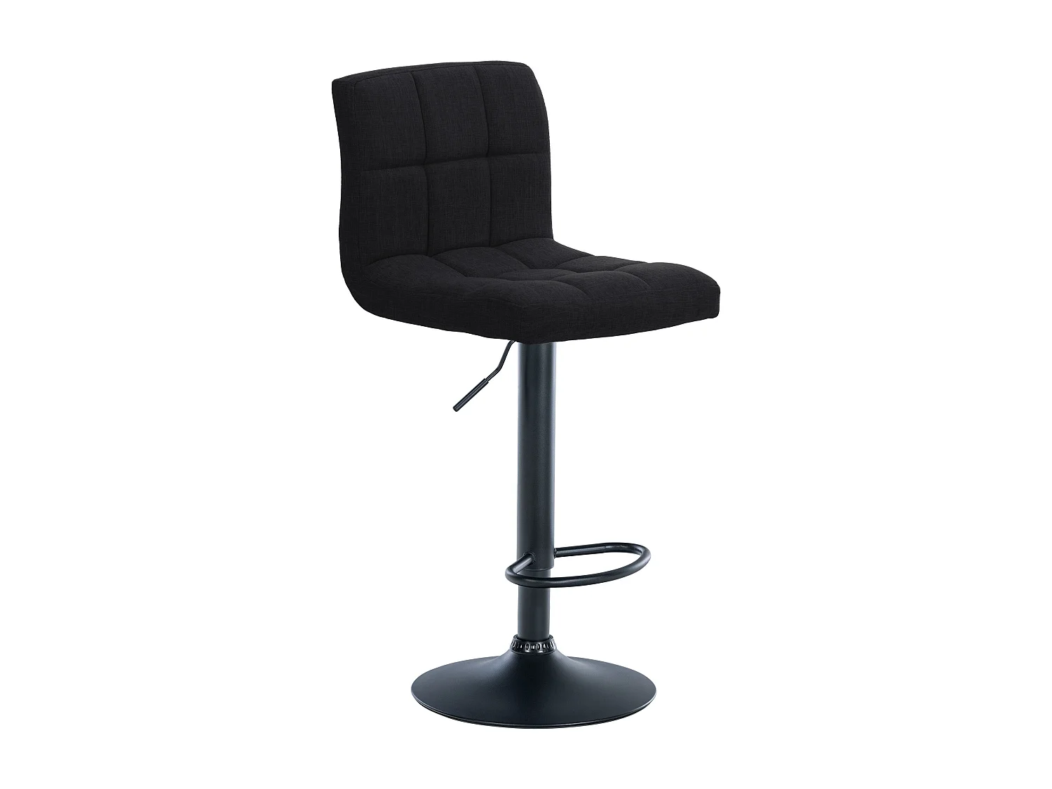 Lot de 2  Tabouret de bar - Tissu & Métal noir mat - Noir - Calma